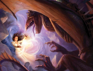 Картинка фэнтези красавицы+и+чудовища дракон девушка магия колдунья