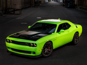 обоя автомобили, dodge, challenger, 2015г, lc, hellcat, srt, зеленый