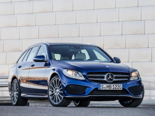 обоя автомобили, mercedes-benz, c, 250, синий, 2014г, s205, estate, line, amg