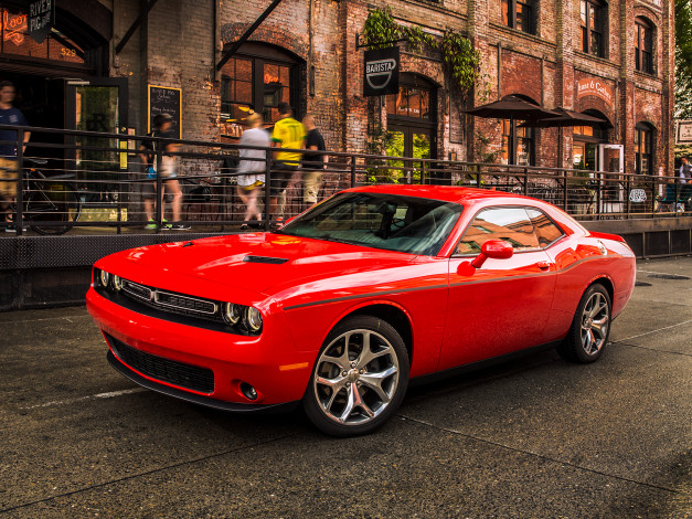 Обои картинки фото автомобили, dodge, challenger, 2015г, красный, lc, plus, sxt