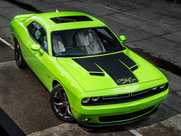 Обои картинки фото автомобили, dodge, challenger, 2015г, зелений, lc, r-t