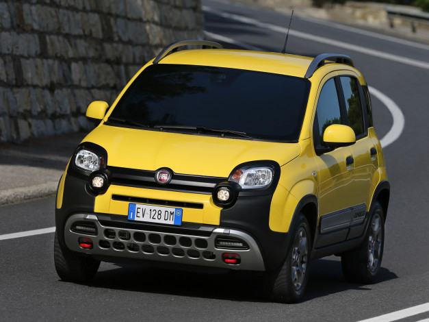 Обои картинки фото автомобили, fiat, 319, 2014г, cross, panda, желты