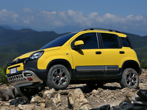 Обои картинки фото автомобили, fiat, panda, cross, желты, 2014г, 319