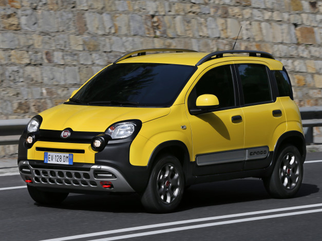 Обои картинки фото автомобили, fiat, желты, 2014г, cross, 319, panda