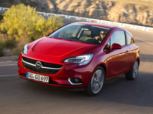 Обои картинки фото автомобили, opel, красный, 2014г, 5-door, corsa