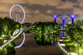 обоя города, сингапур , сингапур, ночные, огни, singapore, night, lights