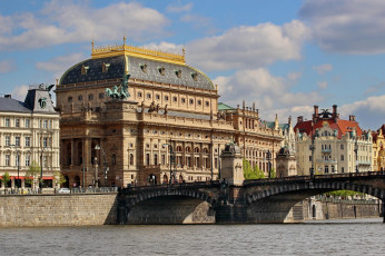 Картинка прага города прага+ Чехия водоем мост здания