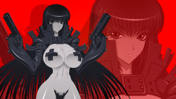 Картинка аниме оружие +техника +технологии пистолет униформа взгляд девушка фон
