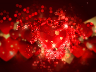 обоя праздничные, день святого валентина,  сердечки,  любовь, bokeh, background, love, romantic, сердечки, hearts, valentine's, day, red