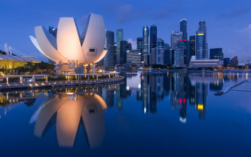Картинка города сингапур+ сингапур небоскребы здания море