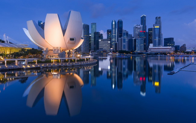 Обои картинки фото города, сингапур , сингапур, небоскребы, здания, море