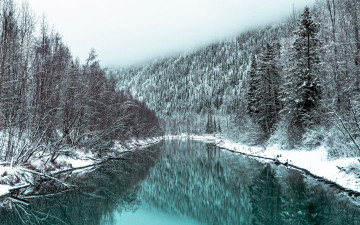 Картинка природа реки озера зима река снег
