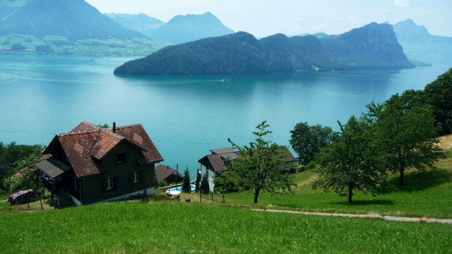 Обои картинки фото lake lucerne, switzerland, города, - здания,  дома, lake, lucerne