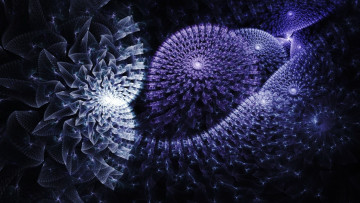 Картинка 3д графика fractal фракталы плоскости фон шары неон объём