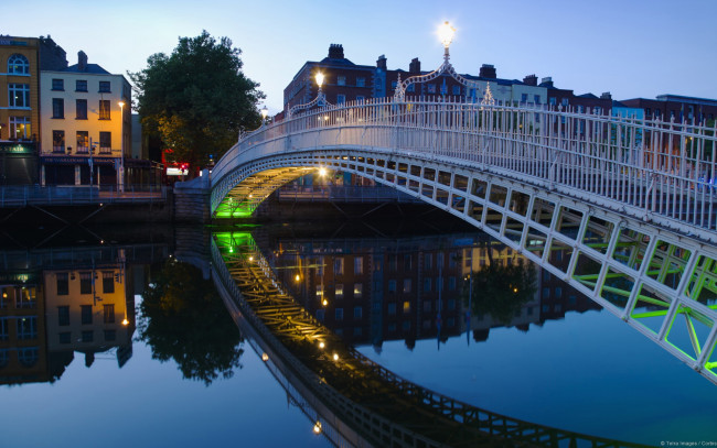 Обои картинки фото города, мосты, вечер, река