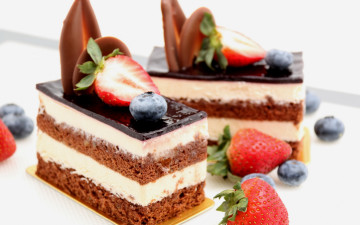 Картинка еда торты сладкое десерт выпечка шоколадный торт пирожное strawberry berries chocolate sweet dessert cake