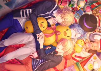 Картинка аниме uta+no+prince-sama трио спят парни