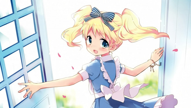 Обои картинки фото аниме, kin-iro mosaic, фон, взгляд, девушка