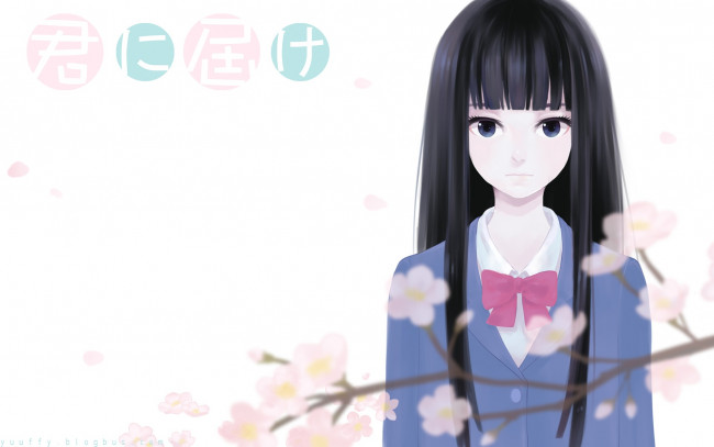 Обои картинки фото аниме, kimi ni todoke, фон, взгляд, девушка