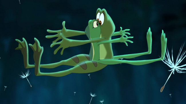 Обои картинки фото мультфильмы, the princess and the frog, лягушка, поцелуй