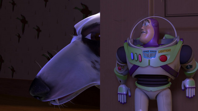 Обои картинки фото мультфильмы, toy story, собака, игрушка, космонавт, морда