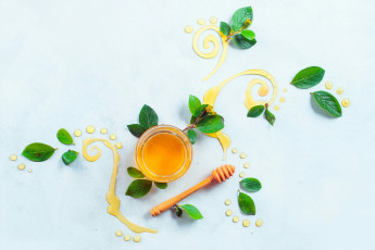 Картинка натюрморт еда мёд +варенье +повидло +джем узор листья