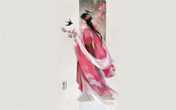 Картинка рисованное люди девушка цветение ласточки