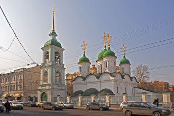 обоя храм, троицы, живоначальной, листах, города, православные, церкви, монастыри, небо, дорога