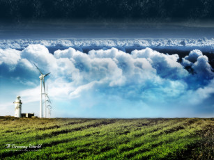 Картинка разное компьютерный дизайн поле облака ветряки