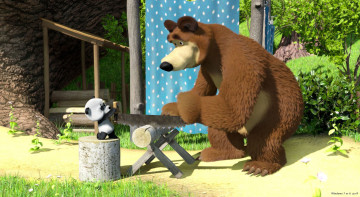 обоя мультфильмы, маша, медведь