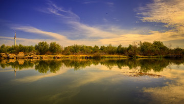 Картинка природа реки озера река облака деревья
