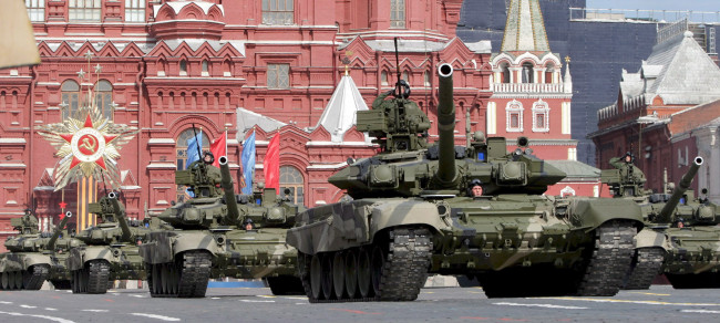 Обои картинки фото парад, победы, техника, военная, красная, площадь, танки, т-90