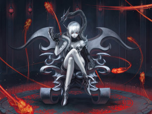 Картинка аниме angels demons трон девушка демон