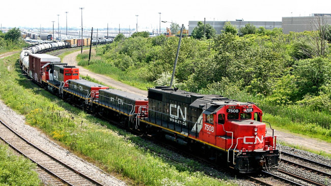 Обои картинки фото техника, поезда, железная, дорога, локомотив, грузовой, состав