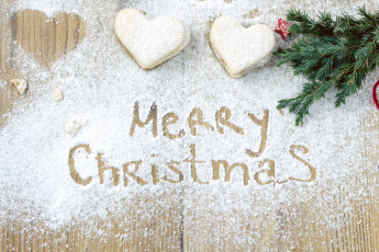 Картинка праздничные угощения праздник рождество сердечки елка выпечка heart cookies sweets печенье снег сладости christmas merry
