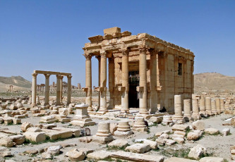 обоя города, - исторические,  архитектурные памятники, древний, сирия, пальмира, город, palmyra, baalshamin, temple, храм, баалшамина