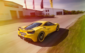 Картинка автомобили ferrari spider 488 шоссе дорога скорость желтый феррари