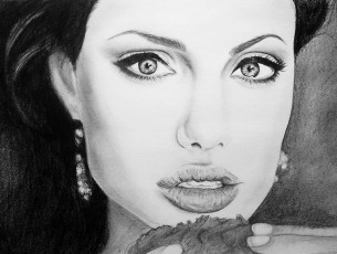 Картинка angelina+jolie рисованное люди девушка фон взгляд портрет