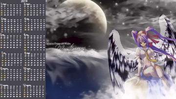 Картинка календари аниме крылья планета девушка