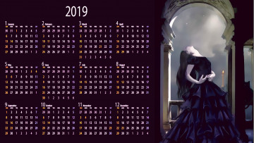 обоя календари, фэнтези, свеча, девушка