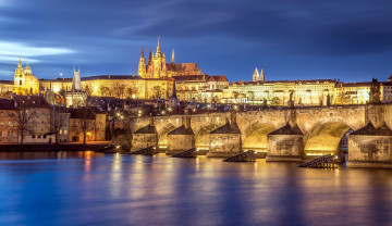 Картинка города прага+ Чехия влтава река мост