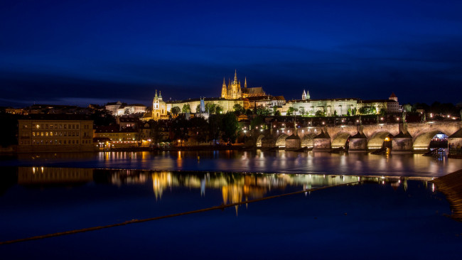 Обои картинки фото города, прага , Чехия, влтава, река, мост