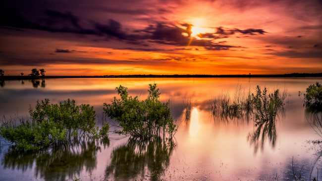 Обои картинки фото sunset at benbrook lake, texas, природа, восходы, закаты, sunset, at, benbrook, lake