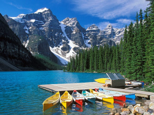 обоя moraine, lake, banff, national, park, canada, корабли, лодки, шлюпки