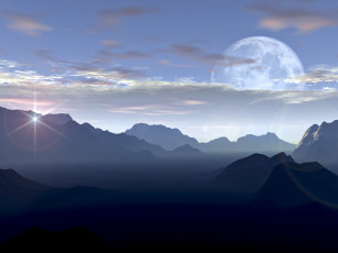 Картинка 3д графика nature landscape природа горы небо