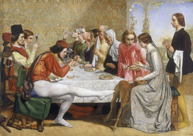 Обои картинки фото john, everett, millais, isabella, рисованные, застолье