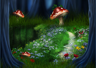 Картинка рисованные природа гриб