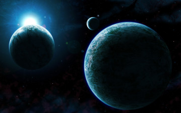 Картинка космос арт space sci fi 3 blue light planet
