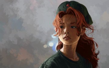 Картинка рисованное люди арт девушка рыжая