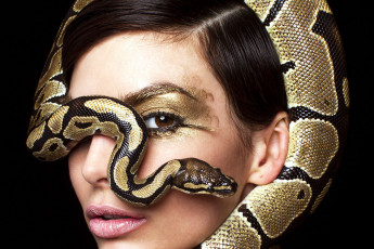 Картинка девушки -+креатив +косплей девушка портрет лицо макияж модель креатив косплей cosplay змея брюнетка причёска взгляд